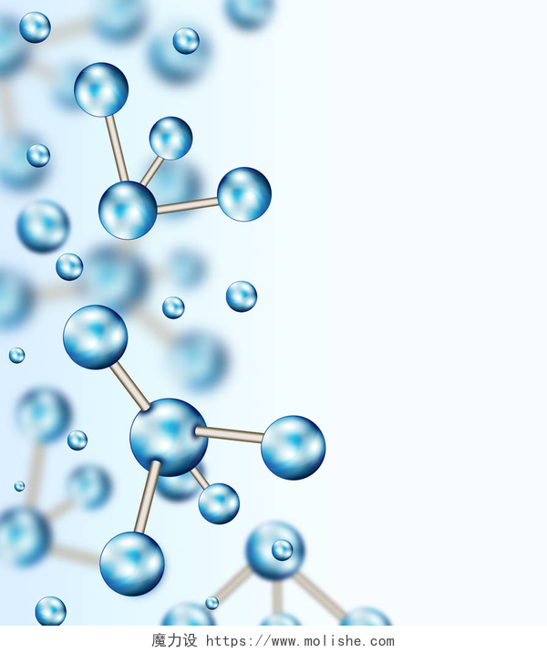 抽象蓝色球形粒子的分子结构抽象分子设计。原子.横幅或传单的医学背景。蓝色球形粒子的分子结构.